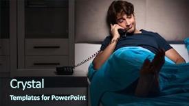  Presentation with young man on the phone - Amazing theme having talking on phone in bed backdrop and a navy blue colored foreground