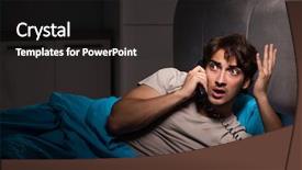 Presentation with bed - Slide deck featuring talking on phone in bed background and a  colored foreground