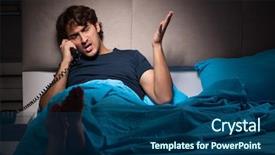  Presentation with bed - Slide deck consisting of talking on phone in bed background and a ocean colored foreground