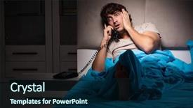 Presentation with talking on phone - PPT theme enhanced with talking on phone in bed background and a navy blue colored foreground