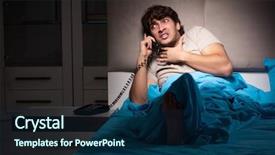  Presentation with bed - Beautiful PPT layouts featuring talking on phone in bed backdrop and a navy blue colored foreground