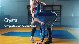  Presentation with self defense - Beautiful theme featuring female fighters self defense backdrop and a ocean colored foreground