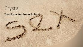  Presentation with sex - PPT layouts with sex handwritten in sand on a beach background and a lemonade colored foreground