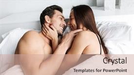  Presentation with bed - Beautiful PPT layouts featuring sex health - beautiful young couple laying backdrop and a coral colored foreground