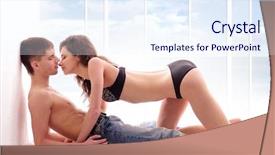  Presentation with black white love - Theme consisting of sex health - young loving couple isolated background and a sky blue colored foreground