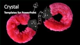  Presentation with pink black - Slides featuring sex toys - pink furry handcuffs background and a black colored foreground