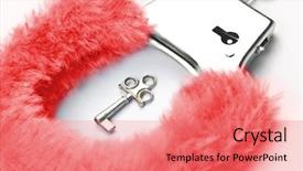  Presentation with sex - Cool new slide set with sex toys - red fluffy handcuffs with key backdrop and a coral colored foreground