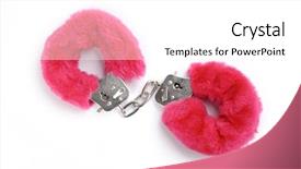 Presentation with pink and white roses country - Presentation theme having sex toys - romantic pink handcuffs isolated background and a white colored foreground