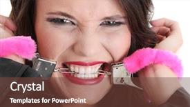  Presentation with free sex - PPT layouts consisting of sex toys - woman with pink handcuffs trying background and a tawny brown colored foreground