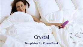  Presentation with bed - Cool new PPT theme with sex toys - young woman holding dildo backdrop and a sky blue colored foreground