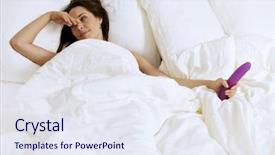  Presentation with being a single woman - PPT layouts consisting of sex toys - young woman holding dildo background and a sky blue colored foreground