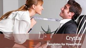  Presentation with sex - PPT theme featuring sex work - businesswoman is seducing her boss background and a tawny brown colored foreground