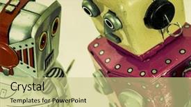  Presentation with talk - PPT theme enhanced with sex work - two robot toys talk background and a soft green colored foreground