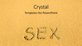  Presentation with sex - Theme consisting of sex written in sand on beach texture background and a yellow colored foreground