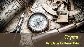  Presentation with map vintage - Colorful slides enhanced with sextant spyglass and old map backdrop and a tawny brown colored foreground