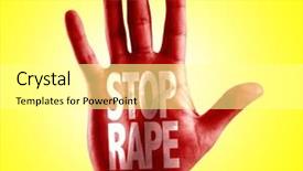  Presentation with sexual assault - Slide set consisting of sexual assault - stop rape written on hand background and a white colored foreground