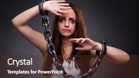  Presentation with discrimination - Slides having sexual assault - woman in violence and discrimination background and a tawny brown colored foreground