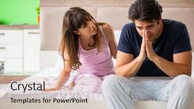  Presentation with family problems - PPT theme enhanced with sexual diseases - young family discussing personal problems background and a soft green colored foreground