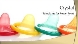 Presentation with condoms - Slide deck consisting of sexual education - colorful condoms isolated on white background and a white colored foreground