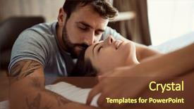  Presentation with virile young men - Slide deck having sexual foreplay - sexy young men and woman background and a tawny brown colored foreground