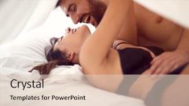  Presentation with black couple having fun - Slide deck having sexual foreplay - smiling young couple in underwear background and a lemonade colored foreground