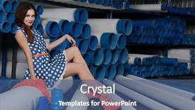  Presentation with sewer pipes - Slide deck with sewer pipelines - sexual girl with pvc pipes background and a ocean colored foreground