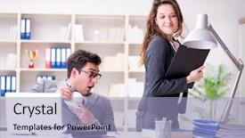  Presentation with sexual behavior - Audience pleasing PPT layouts consisting of sexual harassment concept with man backdrop and a light blue colored foreground