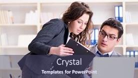  Presentation with sexual harassment - Slide deck having sexual harassment concept with man and woman in office background and a tawny brown colored foreground