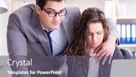  Presentation with sexual harassment - Amazing PPT theme having sexual harassment concept with man backdrop and a gray colored foreground