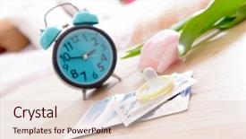  Presentation with condoms - Slides featuring sexual health hormones - birth control condoms with clock background and a lemonade colored foreground