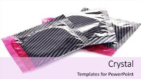  Presentation with condoms - Amazing slide set having sexual infection - three packs of condoms isolated backdrop and a lavender colored foreground