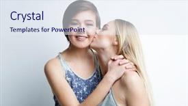  Presentation with catholic couple silhouette of young - Presentation design enhanced with sexual orientation - young lesbian couple on light background and a sky blue colored foreground