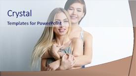  Presentation with memorial light - Cool new slide set with sexual orientation - young lesbian couple on light backdrop and a sky blue colored foreground