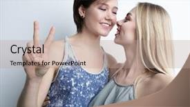  Presentation with catholic couple silhouette of young - Cool new slide set with sexual orientation - young lesbian couple on light backdrop and a coral colored foreground