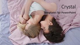  Presentation with sleeping - Colorful presentation enhanced with sexual orientation - young lesbian couple sleeping backdrop and a  colored foreground