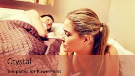  Presentation with stressed - Cool new presentation theme with sexual pain - unhappy woman lying in bed backdrop and a red colored foreground