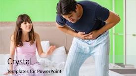  Presentation with sexual health - Colorful presentation design enhanced with sexual pain - young husband having problems backdrop and a light blue colored foreground
