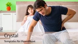  Presentation with health - Presentation theme consisting of sexual pain - young husband having problems background and a soft green colored foreground