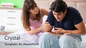  Presentation with health - PPT theme with sexual pain - young husband having problems background and a light blue colored foreground