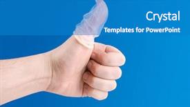  Presentation with condom - Slides with sexual reproduction - hand with condom on finger background and a teal colored foreground