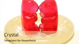  Presentation with condom - Amazing PPT theme having sexual reproduction - loving red jelly bears couple backdrop and a blonde colored foreground