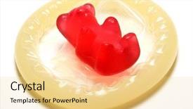  Presentation with condom - Colorful slides enhanced with sexual reproduction - red jelly bear backdrop and a  colored foreground