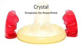  Presentation with condom - Presentation design having sexual reproduction - red jelly bears couple background and a cream colored foreground