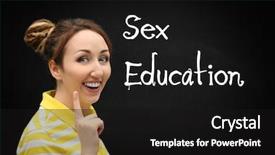  Presentation with sex education - PPT theme featuring sexual reproduction - sex education concept young woman background and a black colored foreground