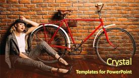  Presentation with beauty - PPT theme enhanced with sexual young woman wearing checkered background and a tawny brown colored foreground