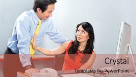  Presentation with secretary - Slide set enhanced with sexuality - asian employee or secretary getting background and a red colored foreground