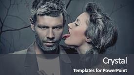  Presentation with man and woman - Beautiful theme featuring human sexuality - woman licking man's cheek backdrop and a dark gray colored foreground