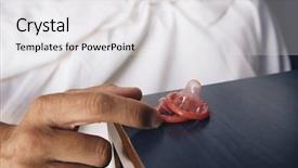  Presentation with transmitted disease - Slide set consisting of sexually transmitted disease - closeup of the hand background and a white colored foreground