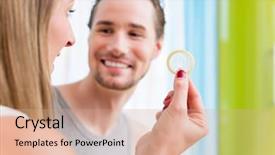  Presentation with transmitted disease - Amazing PPT theme having sexually transmitted disease - lovers woman and man talking backdrop and a coral colored foreground