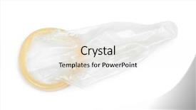  Presentation with condom - Slides having sexually transmitted disease - used condom isolated on white background and a sky blue colored foreground